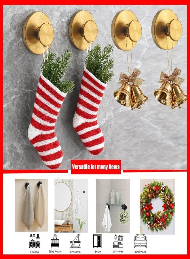 Guojanfon Ornament Hooks,Upgraded Suction Cup Hooks, Wreath Hangers for Front Door, Towel Racks, 2 in 1 Mantle Hanger, No Drill Garland Fireplace Stocking Hanger, for Christmas, Holiday, New Year(Gold, 2) - Image 5